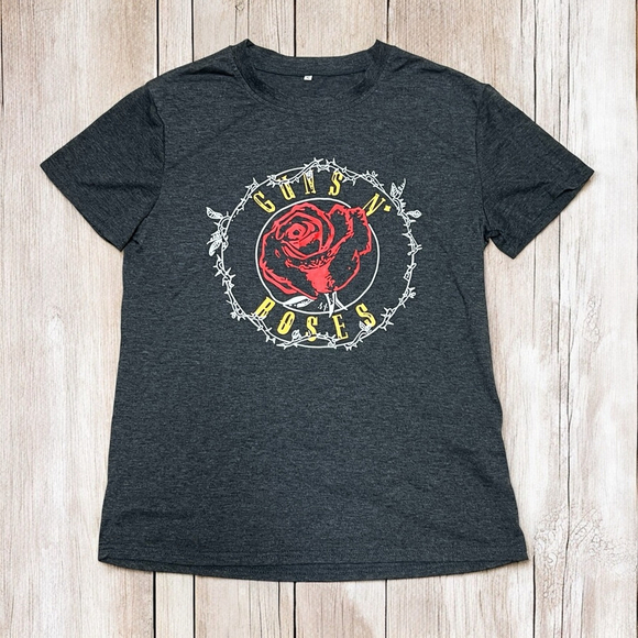 Guns N’ Roses T-Shirt Small Gray Rose Graphic Band Tee Rock Concert Tour Merch - Picture 9 of 9